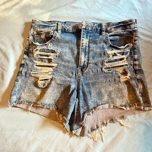 American Eagle Tea Dyed Distressed Denim Shorts